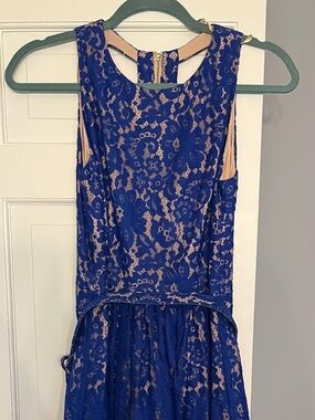 Eliza J blue lace dress with belt size 2